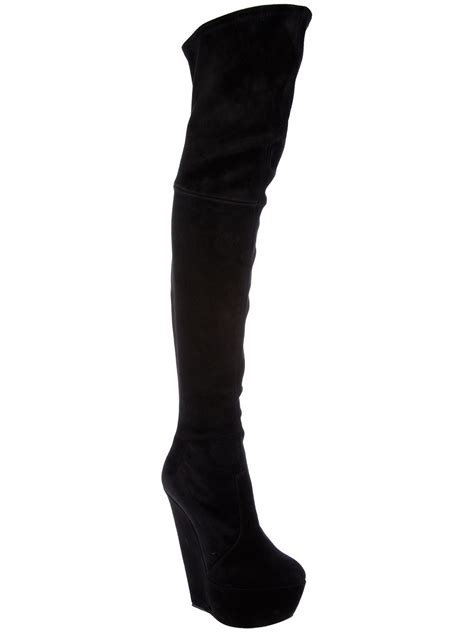 Buy black fitted knee high boots - In stock