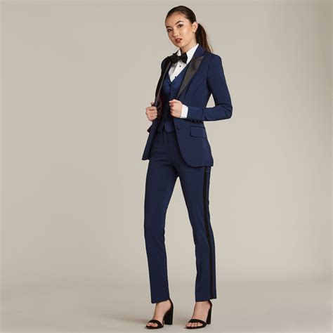 Royal Navy & Black Slim Fit Tuxedo Pants | Tuxedo women, Girl tuxedo ...