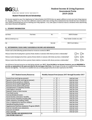 BGSU Student Income & Living Expenses Assessment Form 2018-2026 - Fill ...