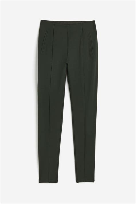 Heavy jersey leggings - Dark green - Ladies | H&M IN