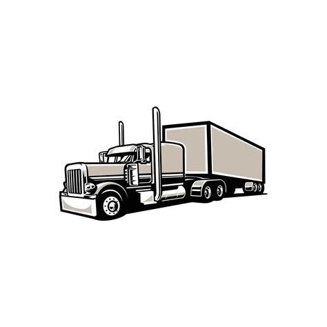 Premium Semi truck 18 wheeler trailer sleeper truck side view vector ...