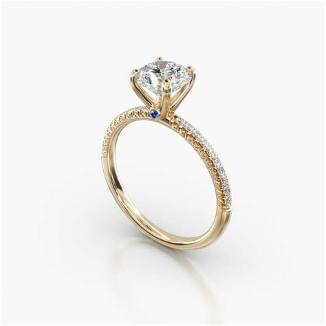 Petite French Pavé Engagement Ring Embellished With a Four Prong ...