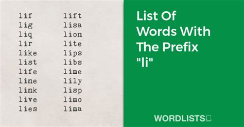 List Of Words With The Prefix "li"