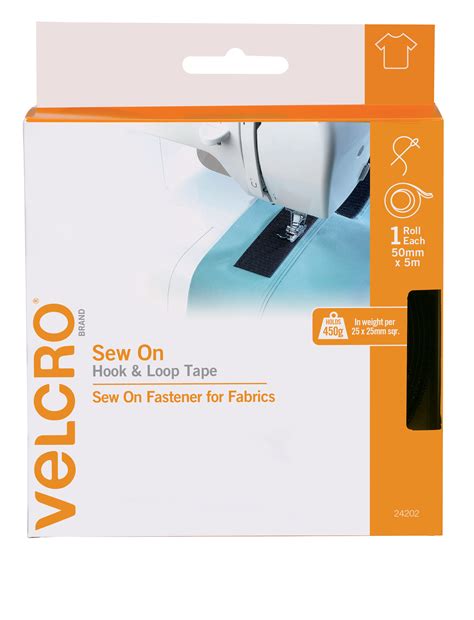 Velcro Sew On Hookloop Tape 50Mmx5M Blk - Arbee Craft