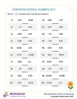 Comparing Decimal Numbers no.2 | Worksheets | Math Center