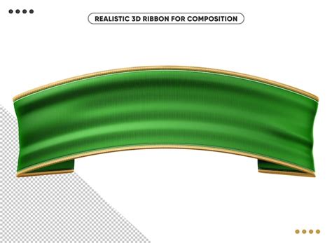 Green realistic 3d ribbon for compositing | Free PSD