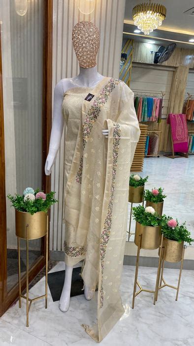 Pure Cotton Banarasi Dress material with Chikankari — The Handlooms