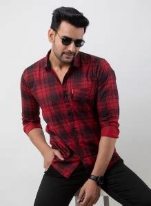 PANKHIL Men Checkered Casual Maroon Shirt - Buy PANKHIL Men Checkered ...