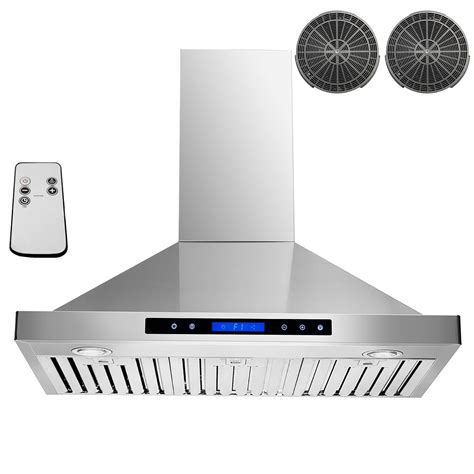 AKDY 36" Convertible Wall Mount Stainless Steel Ductless/Ventless Range ...