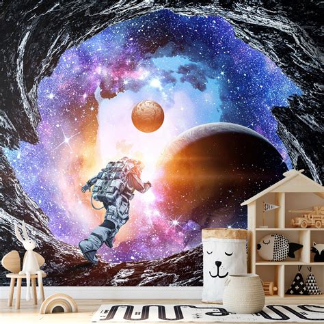 Buy Dark Wallpaper, Space Wallpaper Mural With Astronaut Modern ...