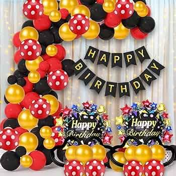 Party Propz Mickey Theme Birthday Decoration-50 Pcs Black&Gold Balloons ...