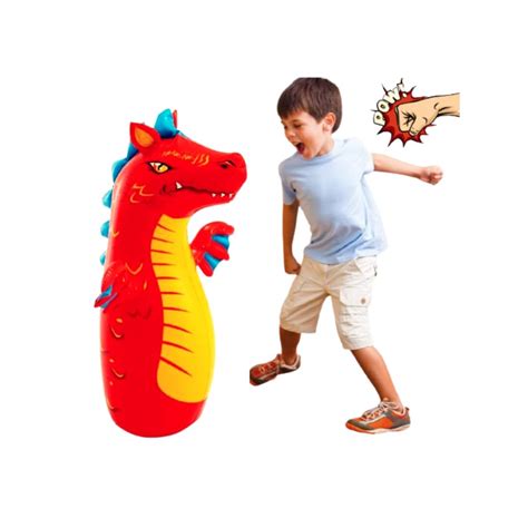 Toy Imagine Inflatable Dragon Fury Bop Bag with Water Base for Kids, 3 ...