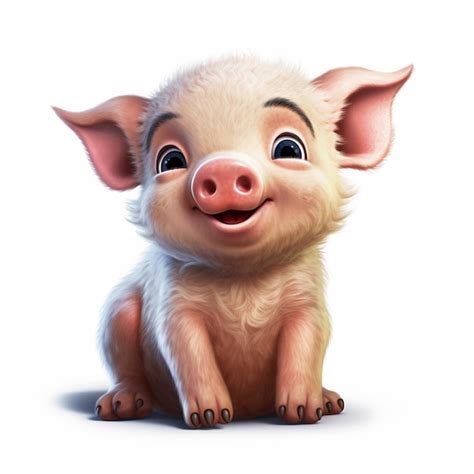 Cartoon pig sitting on the ground with its mouth open generative ai ...