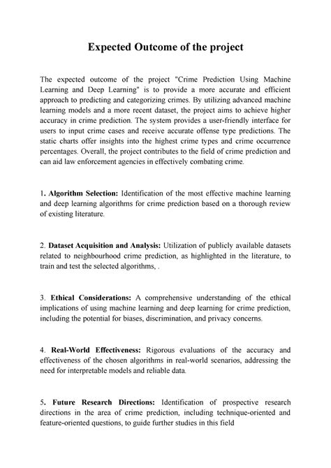 Expected Outcome of the project - By utilizing advanced machine ...