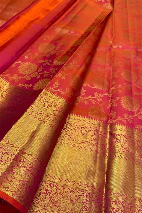Shop Now: Pink & Orange Kanjeevaram Handloom Silk Saree - 20% Off!