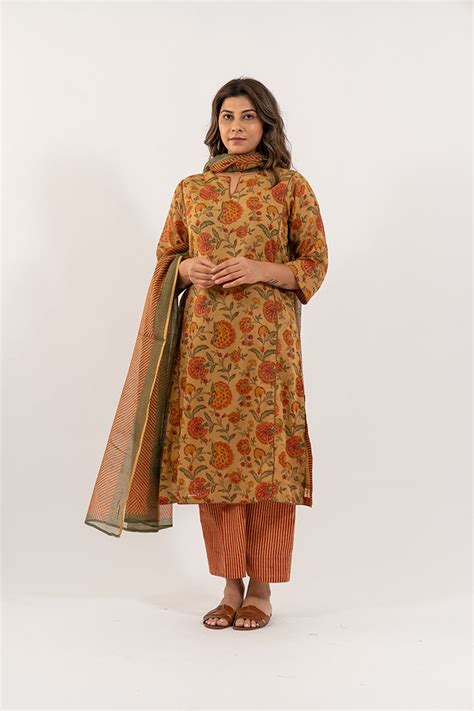 Cotton Kota Doria Hand Block Printed Dupatta - Green – Bagh India