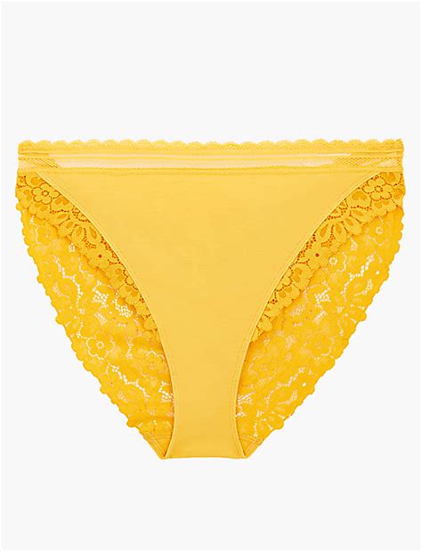Buy Cotton & Lace High Leg Knickers at Marks & Spencer