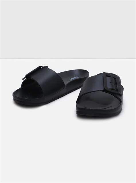 Buy Women Buckle-Detailed Slide Sandals Online at just Rs. 399.0 ...