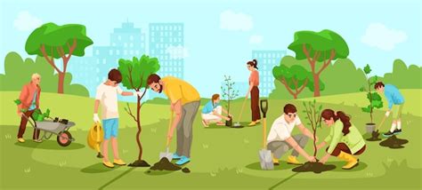 Community Planting Trees Cartoon 的图像结果