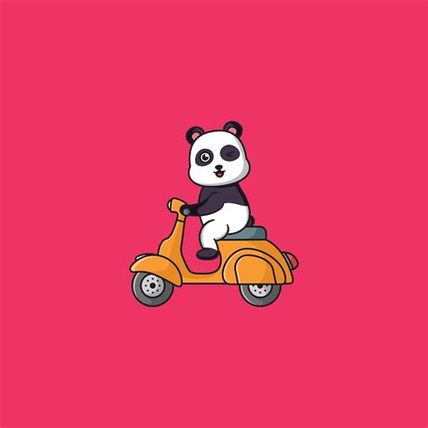 Panda scooter mascot logo design | Premium Vector