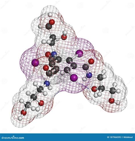 Iohexol Contrast Agent Molecule. Used in Coronary Angiography Procedures Stock Illustration ...