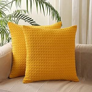 Buy Jamio Firati Yellow Color Waffle Textured Cotton Set of 2 Cushion ...