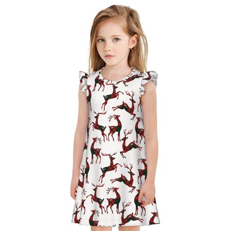 Fuzoiu Christmas Plaid Moose Print Girls' Nightgowns Pajamas Dress ...