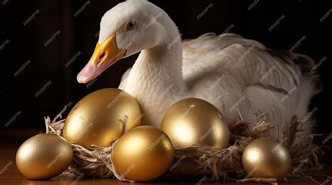 Premium Photo | A goose laying a golden egg