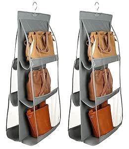 Coolkart 2Pcs Combo 6 Pocket Foldable Hanging Purse Handbag Organizer ...