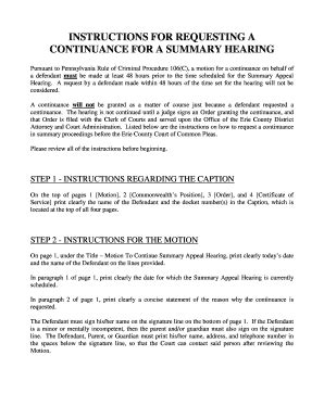Fillable Online eriecountygov continuance motion for summary judgment ...