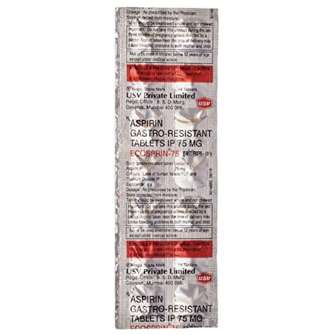 Ecosprin-75 - Strip of 14 Tablets : Amazon.in: Fashion