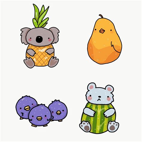fruit animals drawing