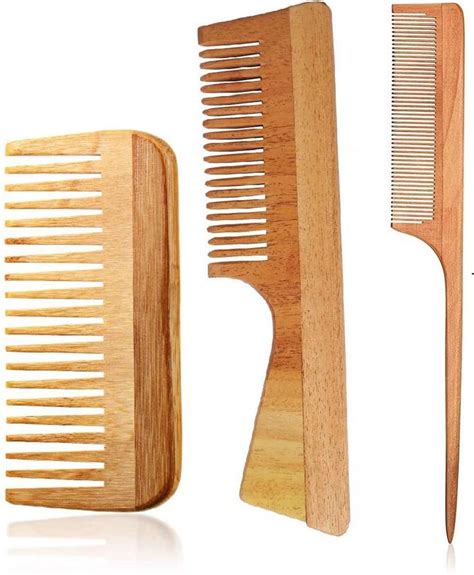 TASHKURST Kachi Neem wood Comb Fine & Wide Tooth wooden Comb for women ...