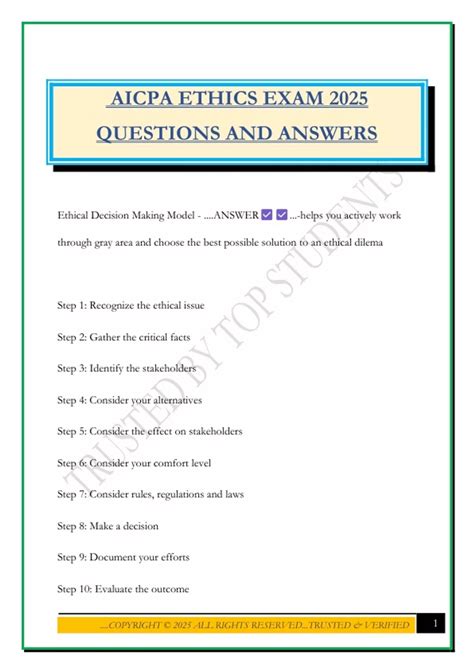AICPA ETHICS EXAM 2025 QUESTIONS AND ANSWERS - AICPA - Stuvia US