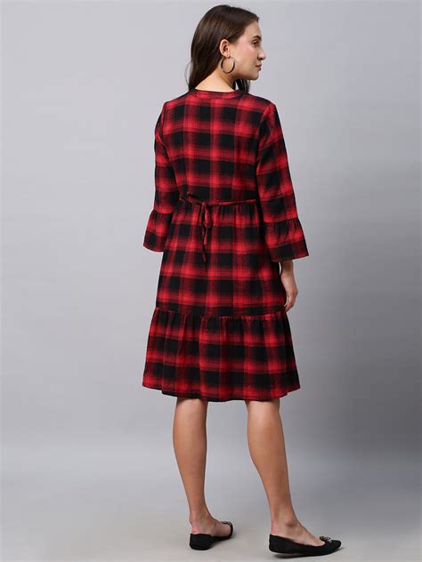Buy Now Chemistry Brushed Flannel, Bias Yoke Tiered Plaid Dress