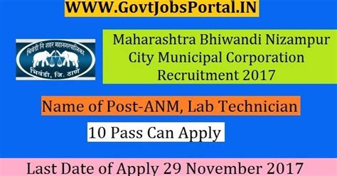 Maharashtra Bhiwandi Nizampur City Municipal Corporation Recruitment ...