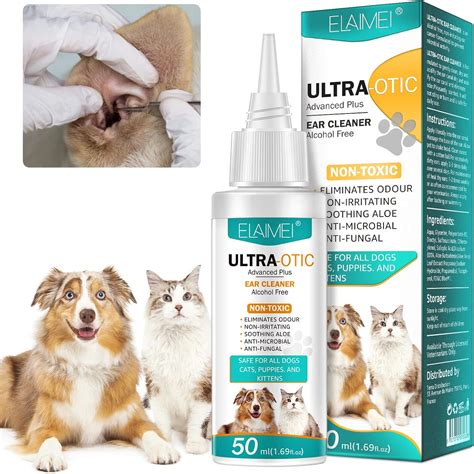 Ear Cleaner for Dogs, 50ml Dog Ear Drops, Yeast Infection, Ear Care for Dogs Relief Itchy Ears ...