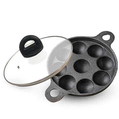 Buy The Indus Valley Super Smooth Cast Iron Paniyaram Pan with Glass ...