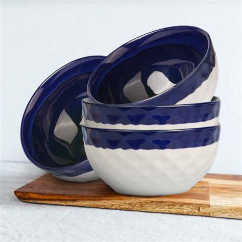 Buy The Earth Store Studio Pottery Dual Tone White Blue Ceramic Bowl ...