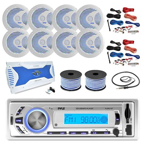 36-42' Boat: Pyle Bluetooth Marine Receiver, 8 X Pyle 6.5'' Waterproof ...