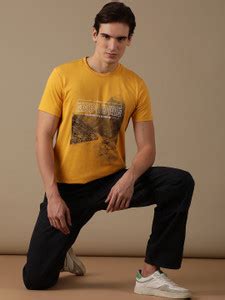 Wrangler Printed, Typography Men Round Neck Yellow T-Shirt - Buy ...