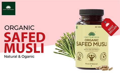 Buy SAPTAMVEDA Natural Safed Musli Veg Capsules, 500 MG Each with ...
