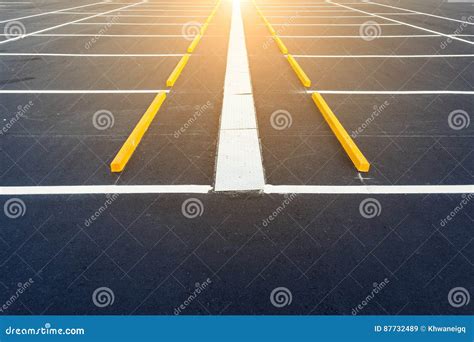 Empty Car Parking Lots, Outdoor Public Parking with Sunshine. Stock ...