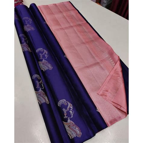 Navy Blue Designer Silk Saree – I4U Clothing