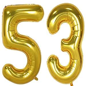 40inch Gold Foil 53 Helium Jumbo Digital Number Balloons, 53th Birthday ...