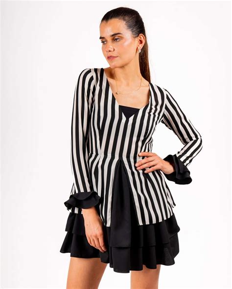 Black and White Striped Dress for Casual Elegance – House Of Majisha