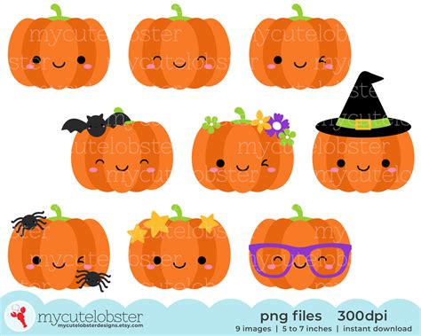 Cute Halloween Pumpkins Clipart Pumpkin Clip Art Halloween - Etsy Finland