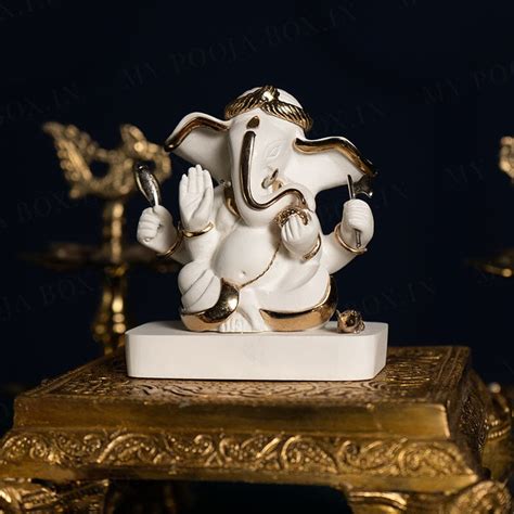 Buy Gold Plated Majestic Ganesha Marble Idol Online in India ...