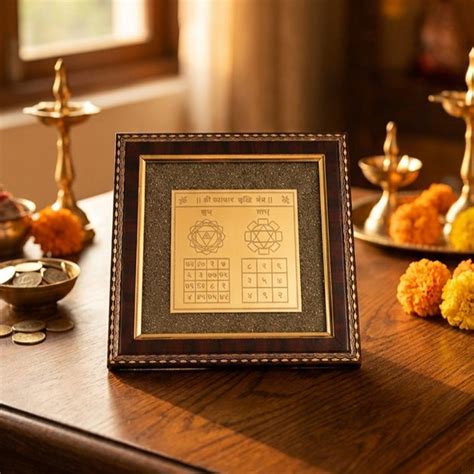 Shree Vyapar Vridhi Yantra on Raw Pyrite Frame – Divine Hindu