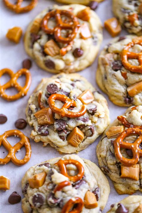 Caramel Pretzel Chocolate Chip Cookies | Recipe